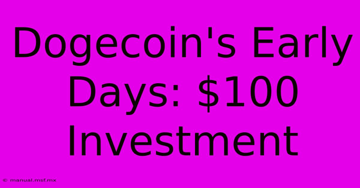 Dogecoin's Early Days: $100 Investment