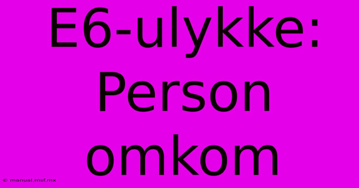 E6-ulykke: Person Omkom 