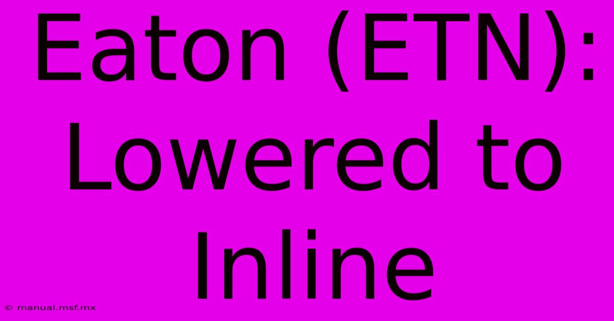 Eaton (ETN): Lowered To Inline