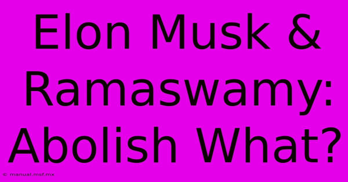 Elon Musk & Ramaswamy: Abolish What?