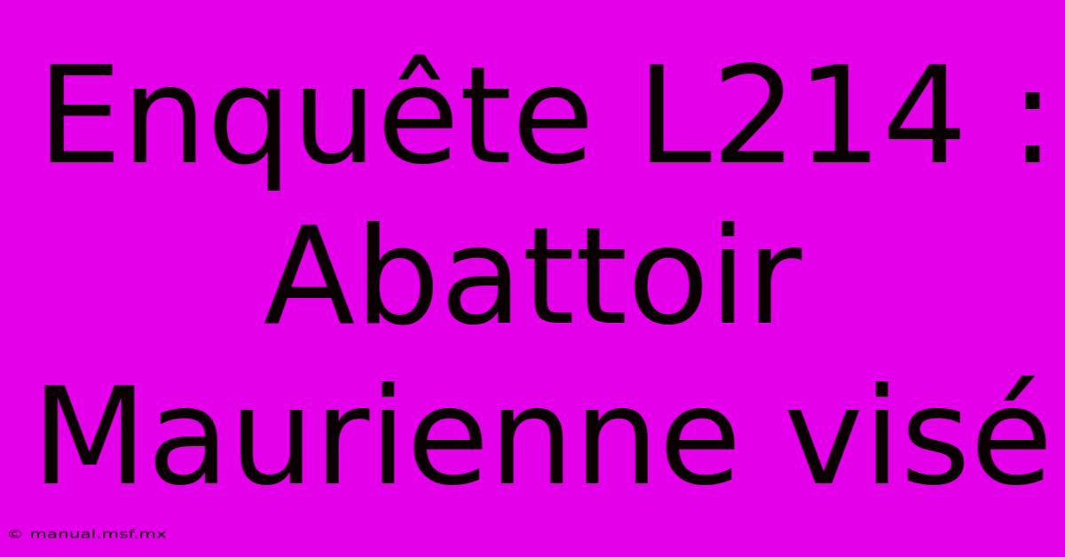 Enquête L214 : Abattoir Maurienne Visé