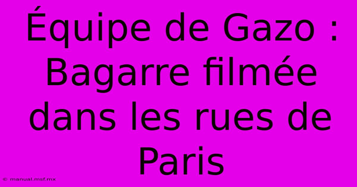 Équipe De Gazo : Bagarre Filmée Dans Les Rues De Paris