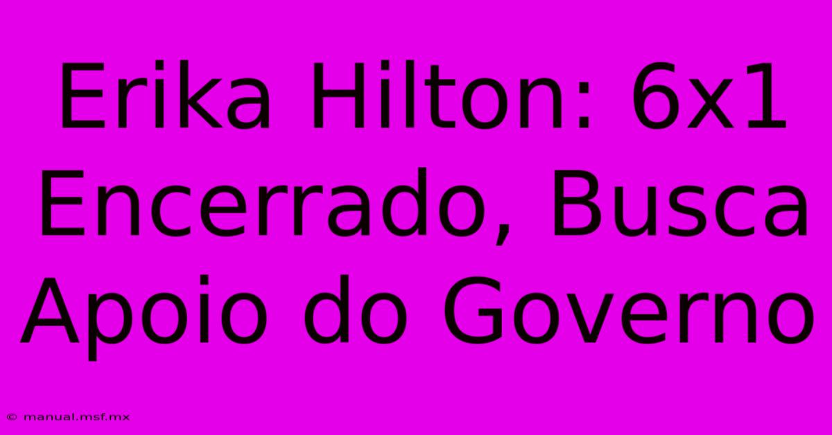 Erika Hilton: 6x1 Encerrado, Busca Apoio Do Governo 