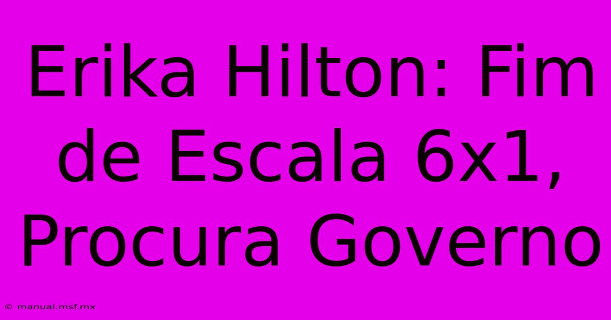 Erika Hilton: Fim De Escala 6x1, Procura Governo