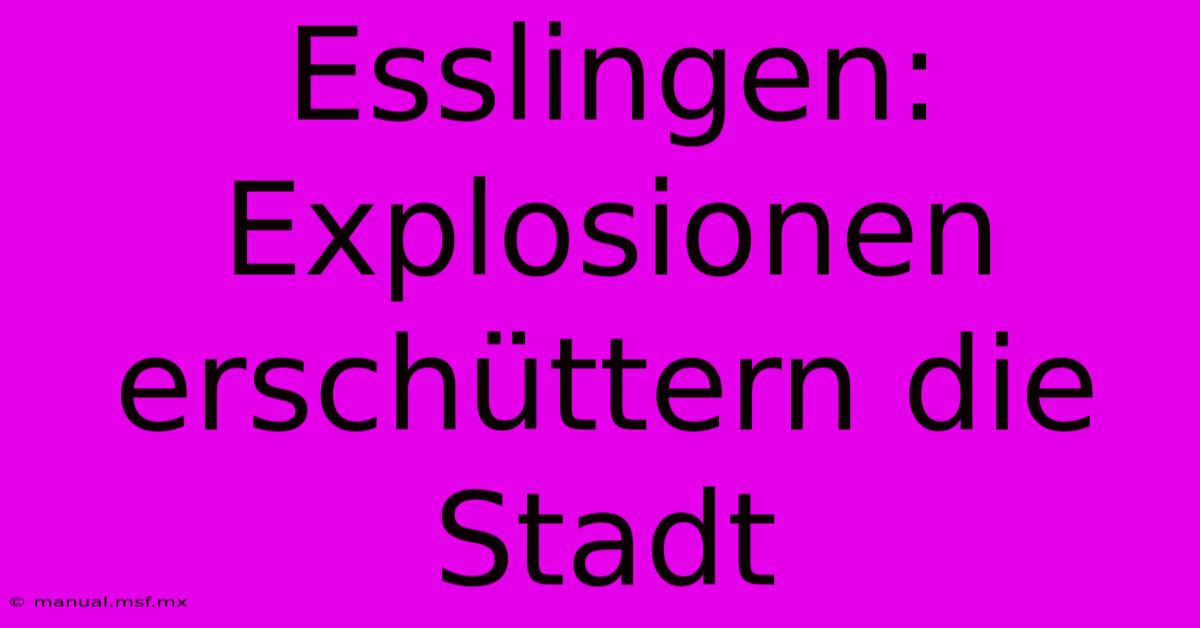 Esslingen: Explosionen Erschüttern Die Stadt