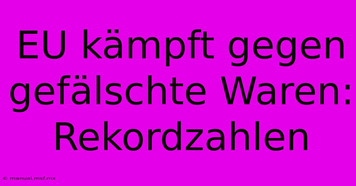 EU Kämpft Gegen Gefälschte Waren: Rekordzahlen 