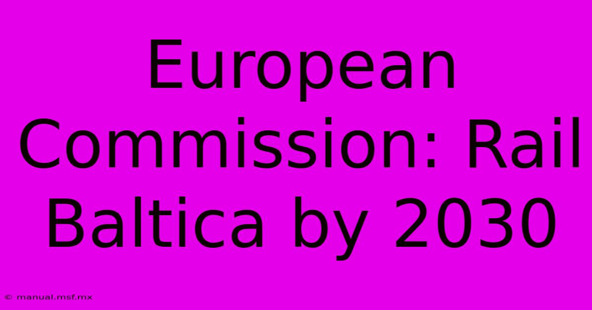 European Commission: Rail Baltica By 2030