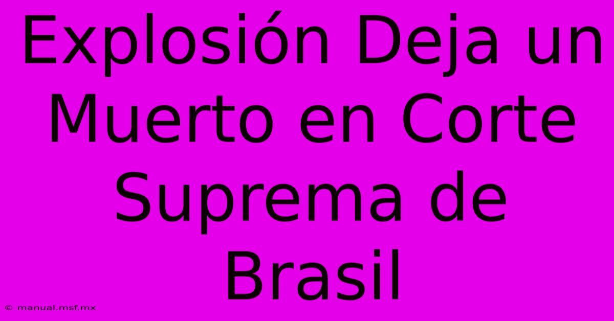 Explosión Deja Un Muerto En Corte Suprema De Brasil