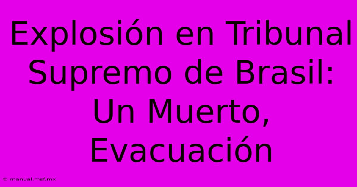 Explosión En Tribunal Supremo De Brasil: Un Muerto, Evacuación 