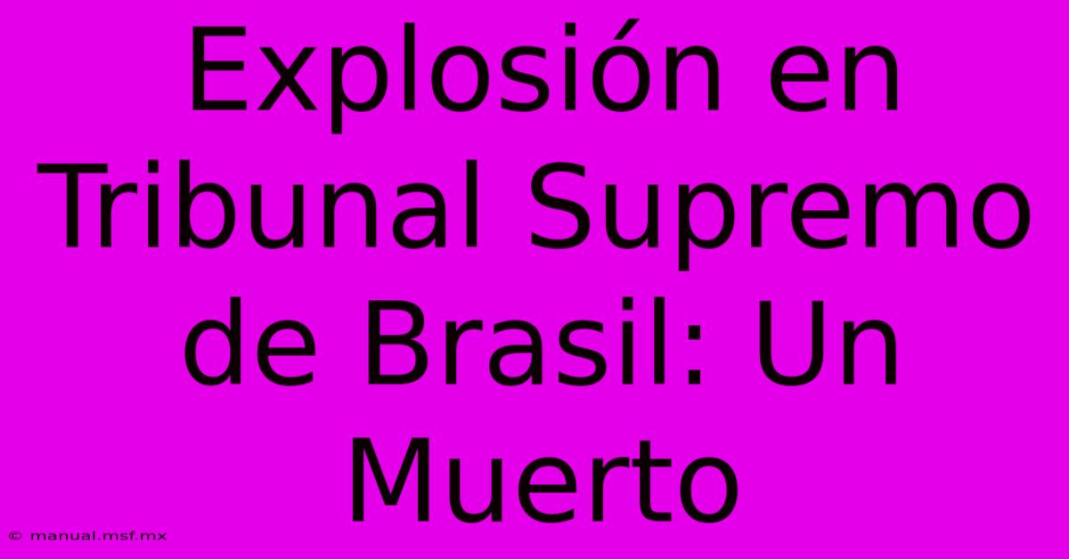 Explosión En Tribunal Supremo De Brasil: Un Muerto