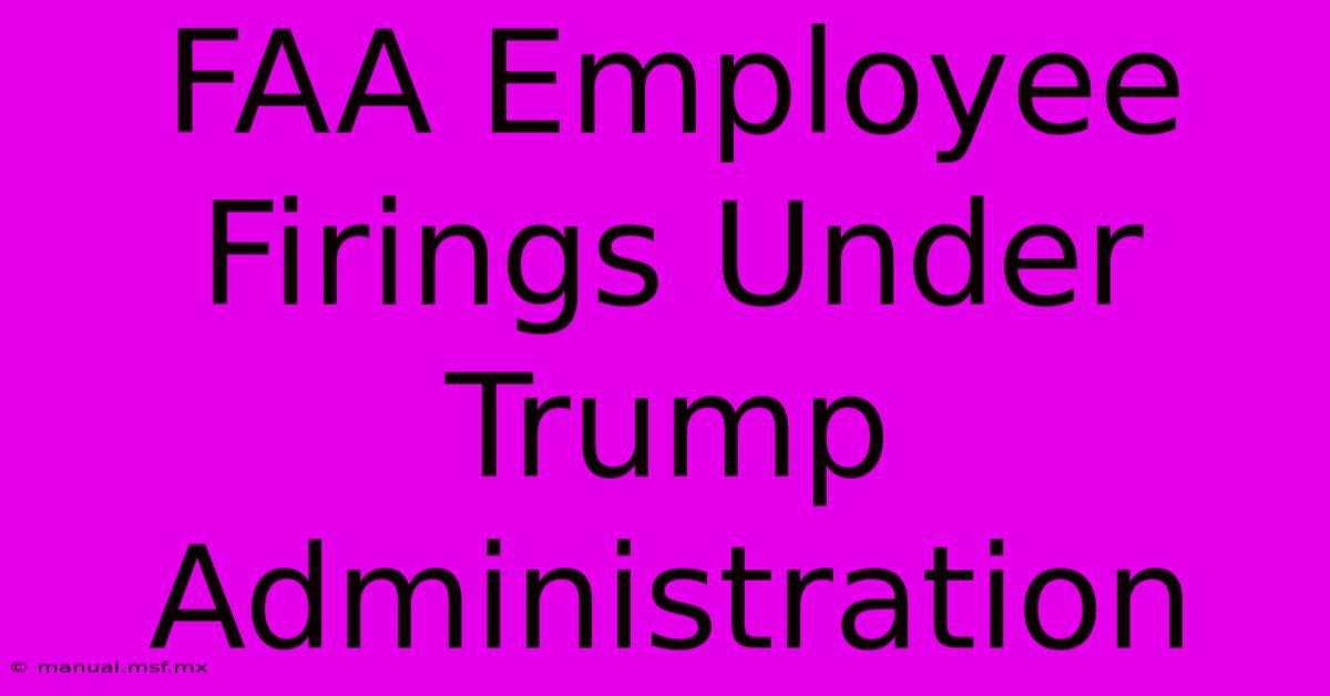 FAA Employee Firings Under Trump Administration