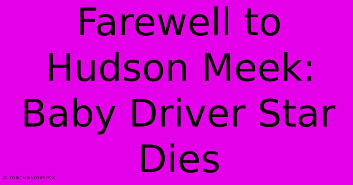 Farewell To Hudson Meek: Baby Driver Star Dies