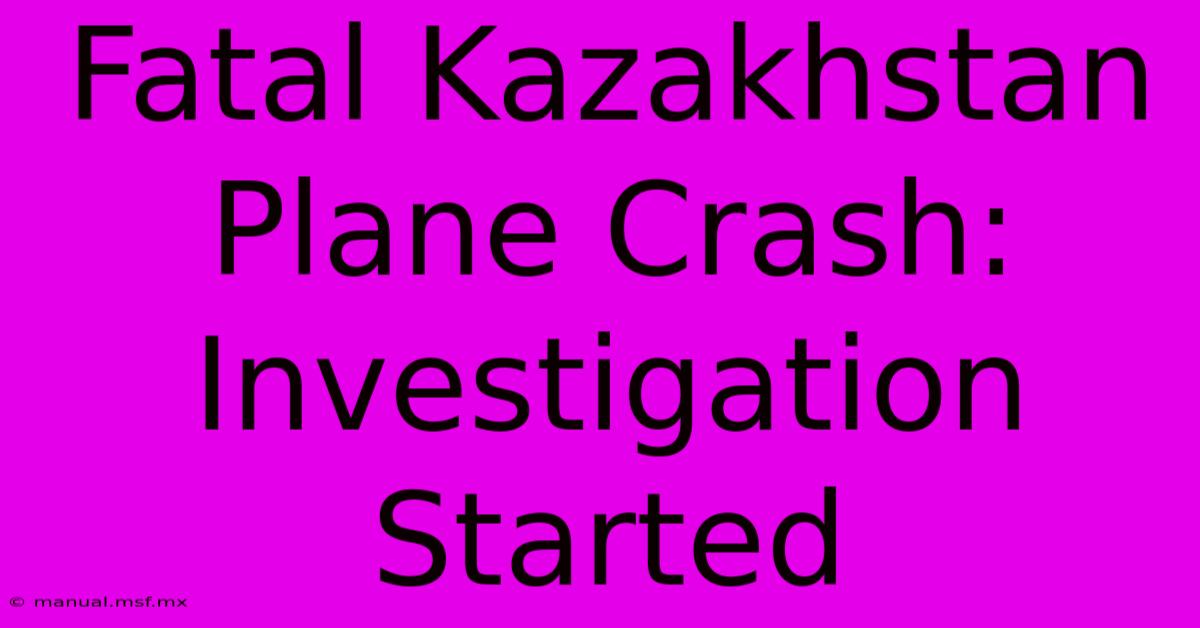 Fatal Kazakhstan Plane Crash: Investigation Started