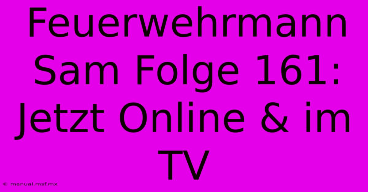 Feuerwehrmann Sam Folge 161: Jetzt Online & Im TV