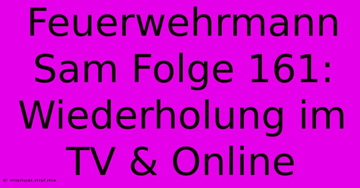 Feuerwehrmann Sam Folge 161: Wiederholung Im TV & Online 