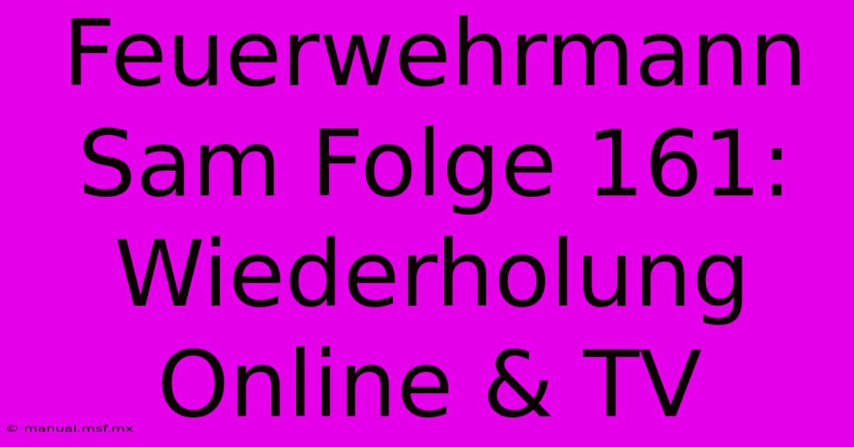 Feuerwehrmann Sam Folge 161: Wiederholung Online & TV