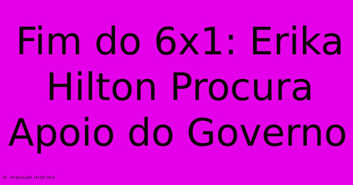 Fim Do 6x1: Erika Hilton Procura Apoio Do Governo