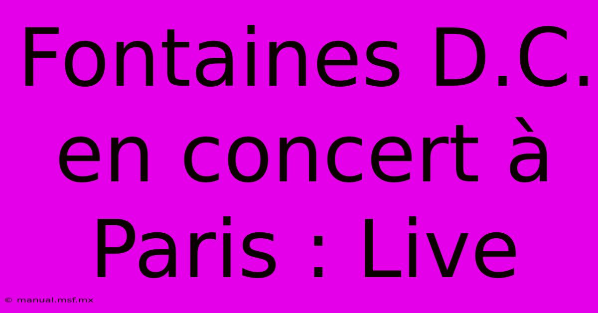 Fontaines D.C. En Concert À Paris : Live