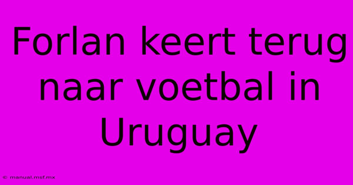 Forlan Keert Terug Naar Voetbal In Uruguay