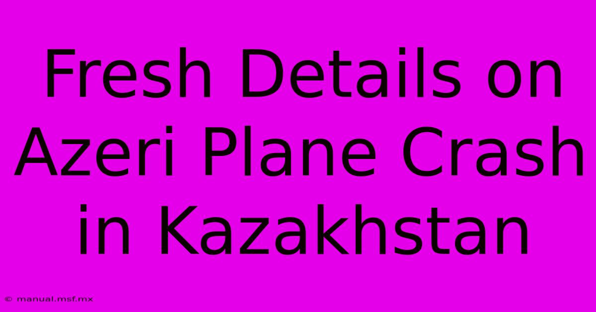 Fresh Details On Azeri Plane Crash In Kazakhstan