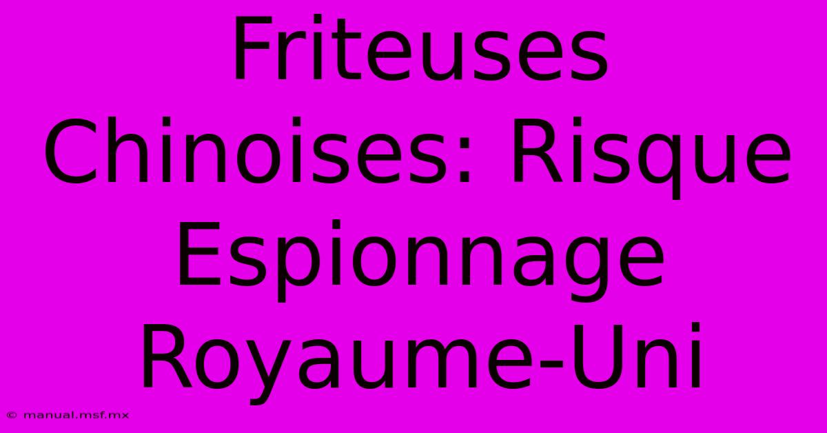 Friteuses Chinoises: Risque Espionnage Royaume-Uni