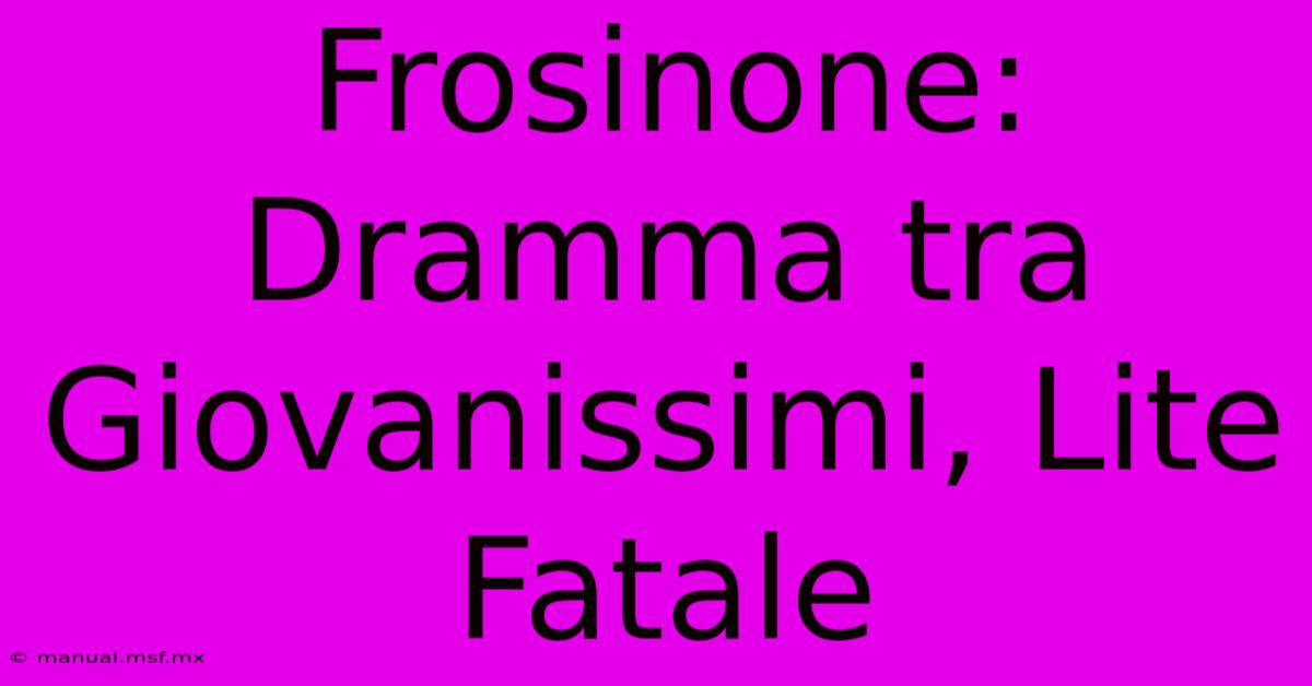 Frosinone: Dramma Tra Giovanissimi, Lite Fatale