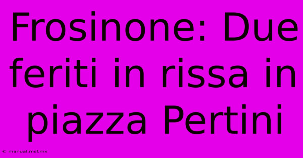 Frosinone: Due Feriti In Rissa In Piazza Pertini