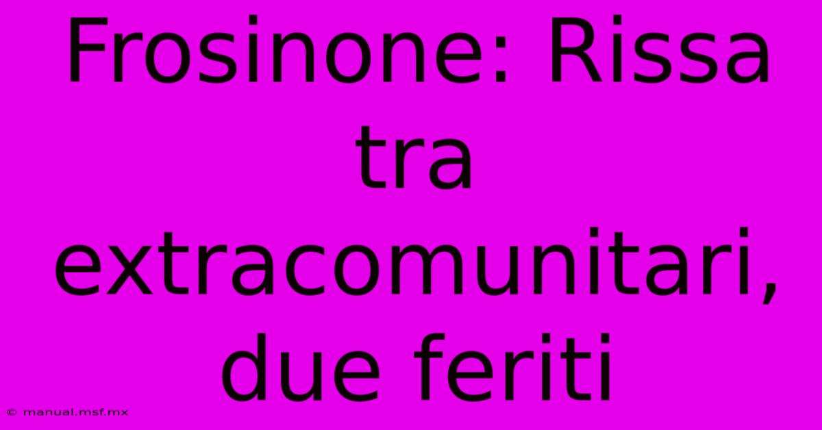 Frosinone: Rissa Tra Extracomunitari, Due Feriti 