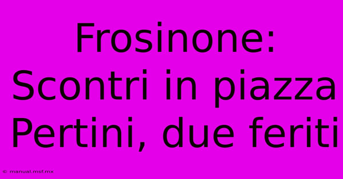 Frosinone: Scontri In Piazza Pertini, Due Feriti