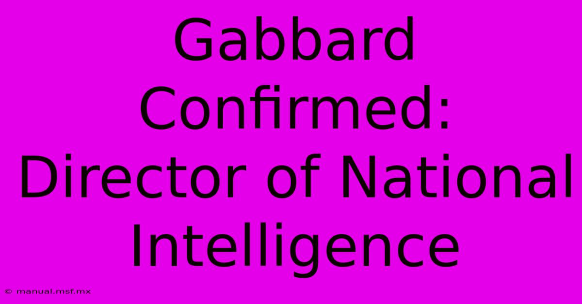 Gabbard Confirmed: Director Of National Intelligence 