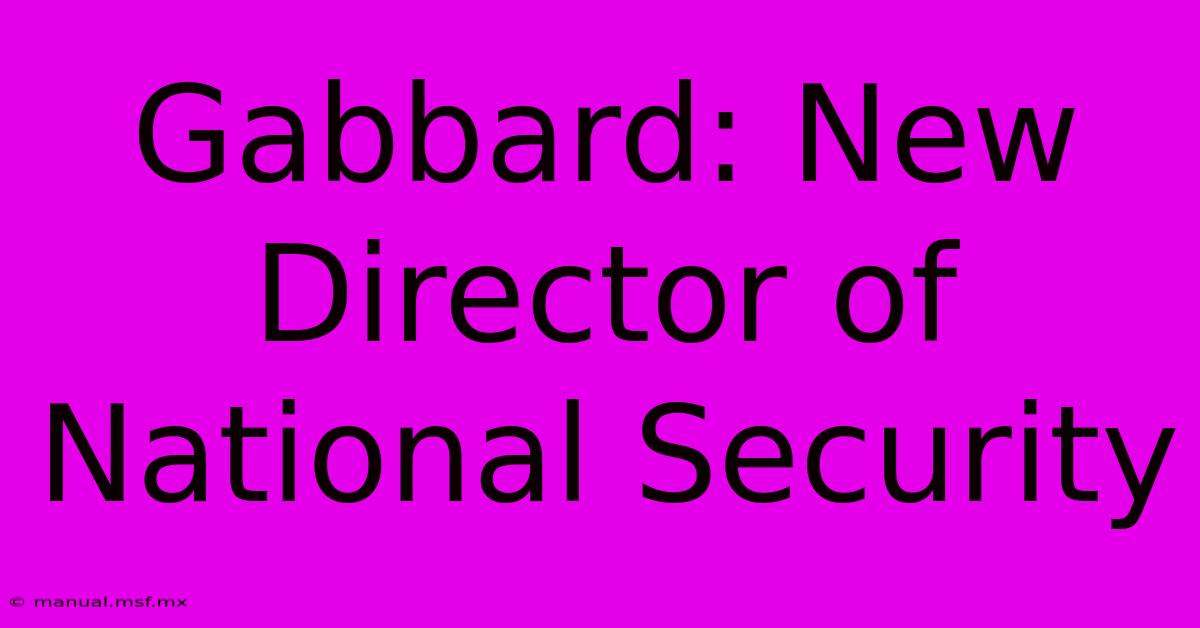 Gabbard: New Director Of National Security 