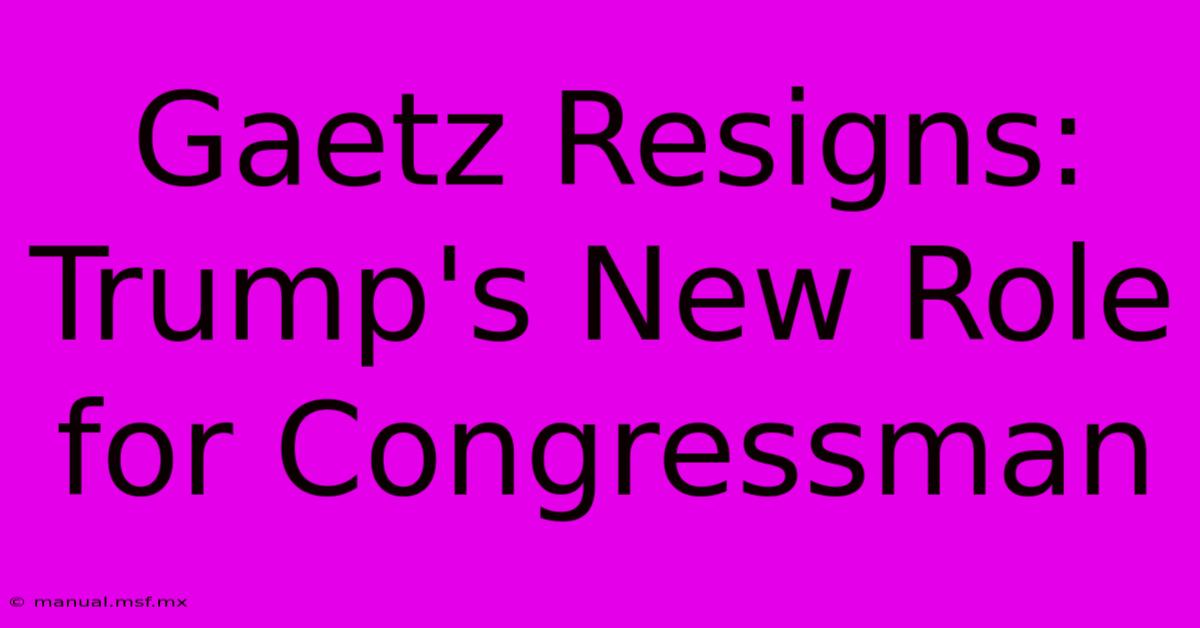 Gaetz Resigns: Trump's New Role For Congressman 