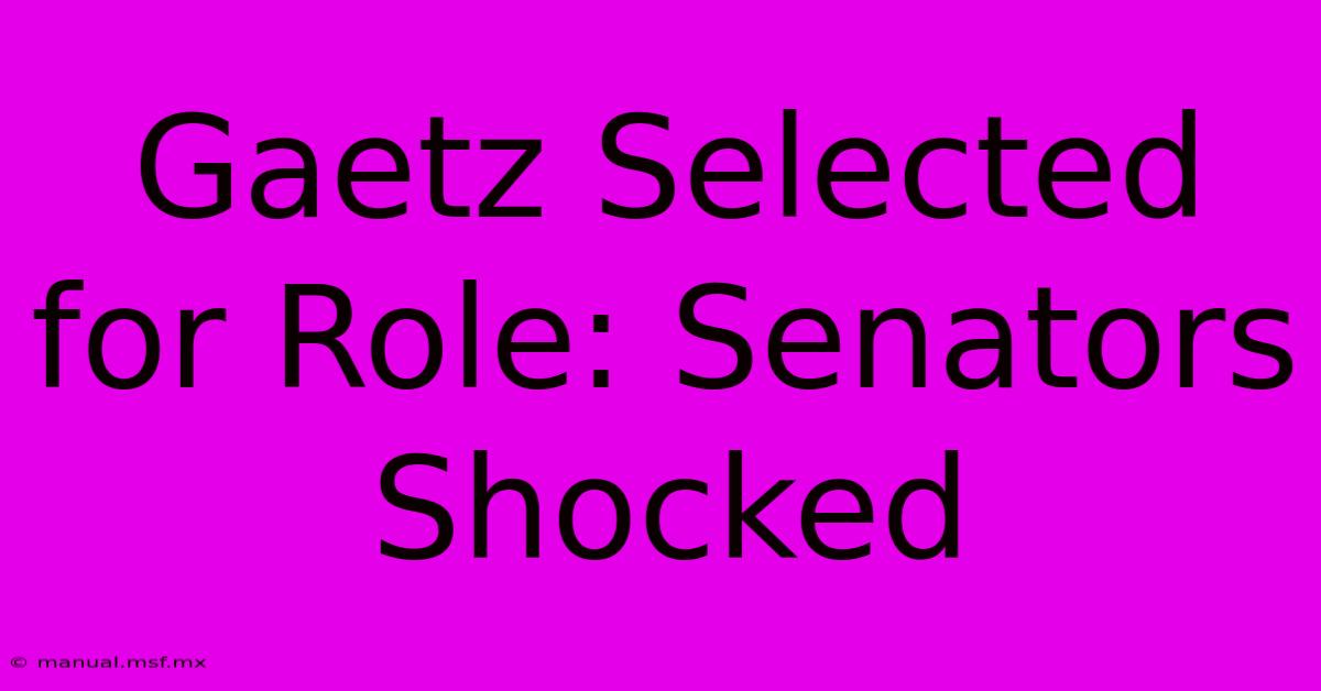 Gaetz Selected For Role: Senators Shocked