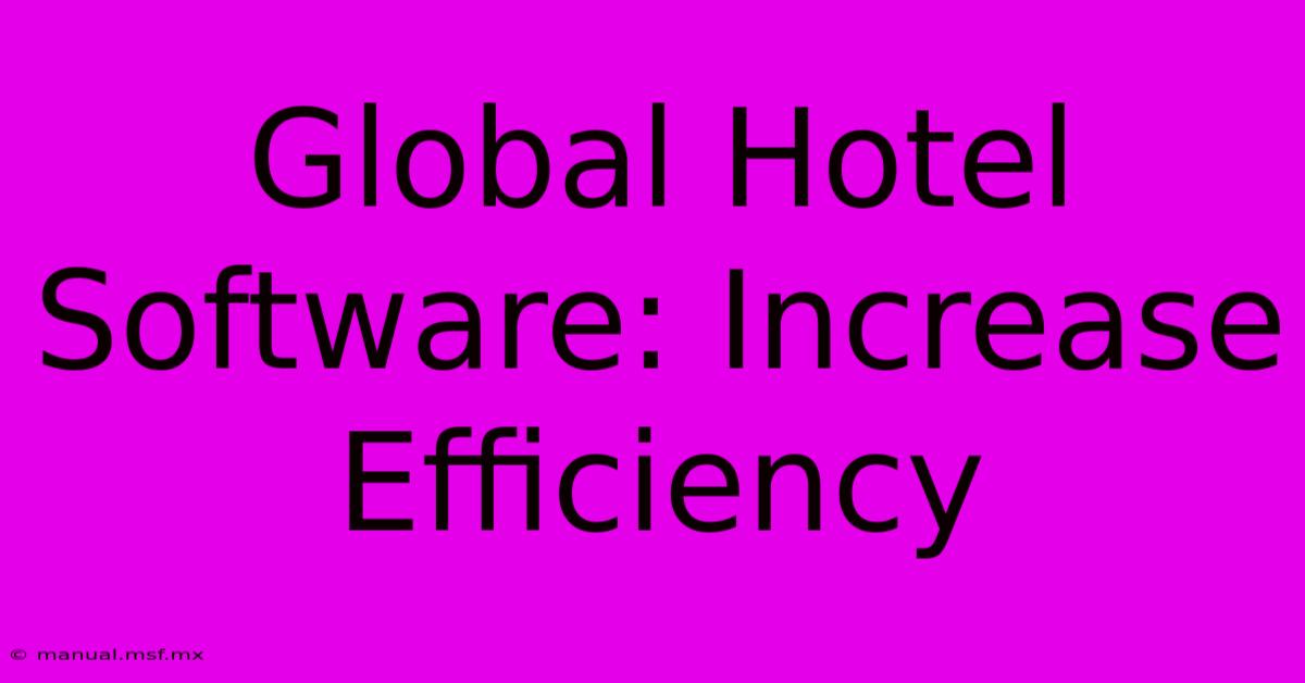 Global Hotel Software: Increase Efficiency 