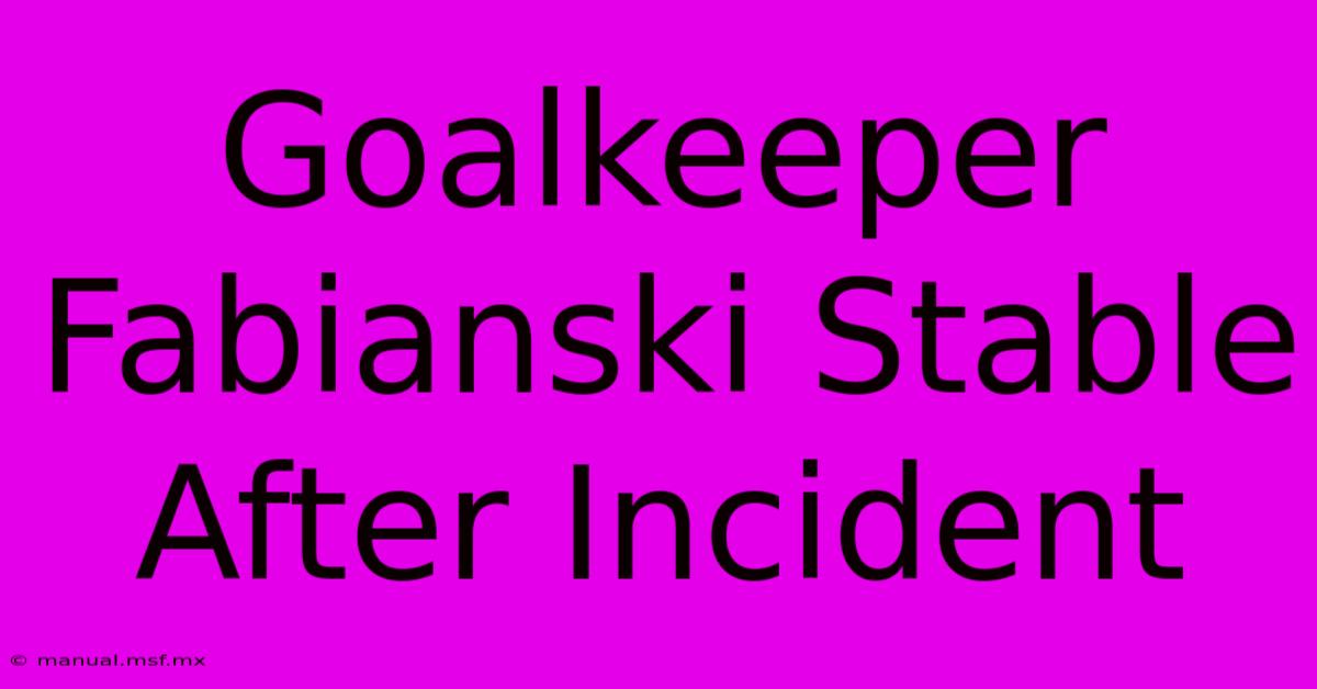 Goalkeeper Fabianski Stable After Incident