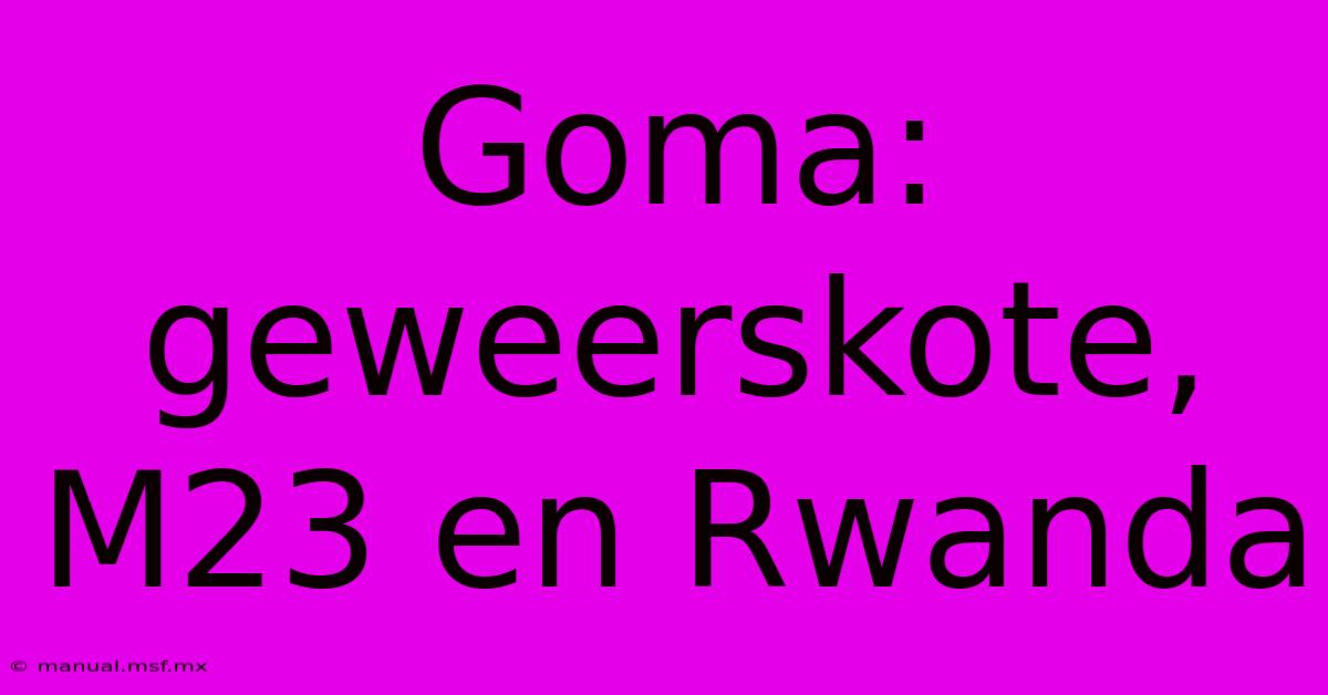 Goma: Geweerskote, M23 En Rwanda