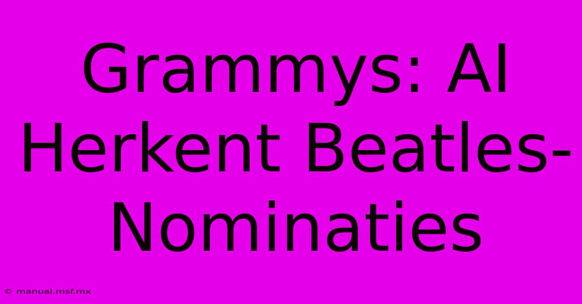 Grammys: AI Herkent Beatles-Nominaties