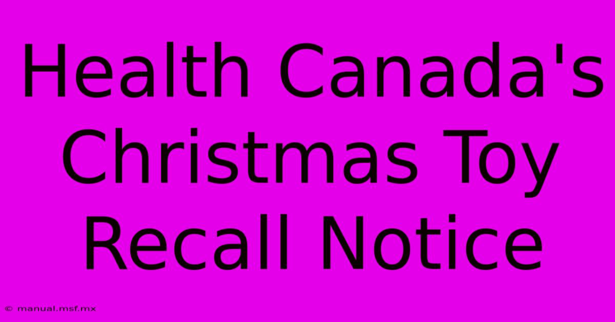 Health Canada's Christmas Toy Recall Notice