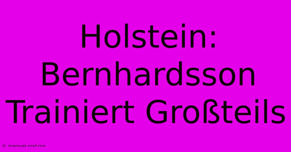 Holstein: Bernhardsson Trainiert Großteils