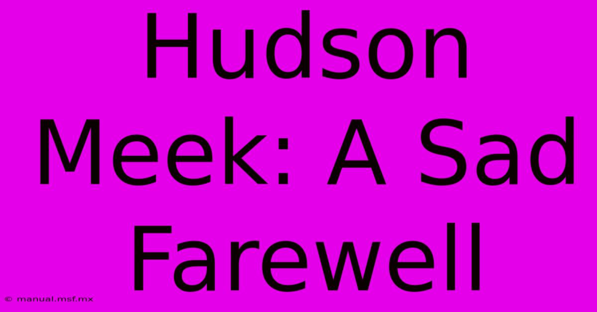 Hudson Meek: A Sad Farewell