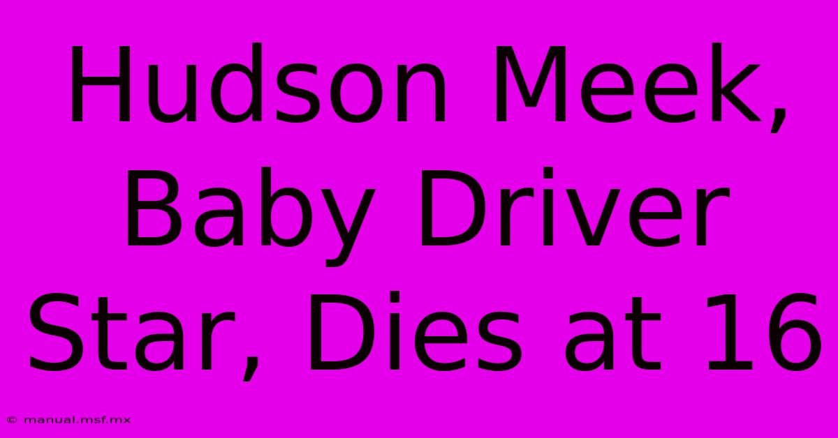 Hudson Meek, Baby Driver Star, Dies At 16