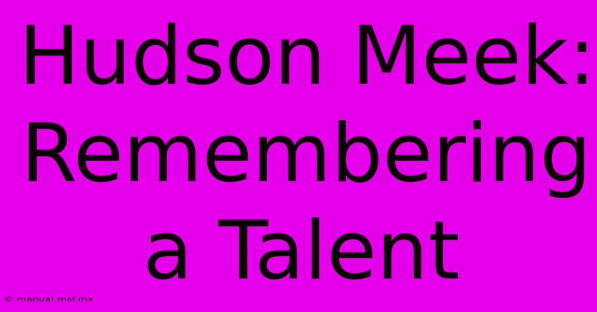 Hudson Meek: Remembering A Talent