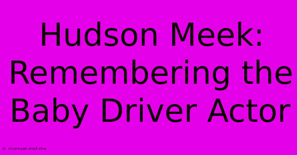 Hudson Meek: Remembering The Baby Driver Actor