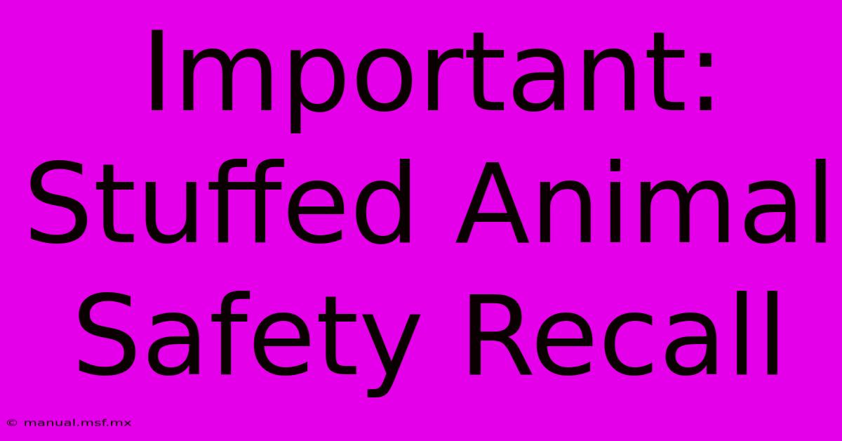 Important: Stuffed Animal Safety Recall