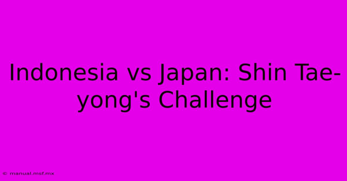 Indonesia Vs Japan: Shin Tae-yong's Challenge