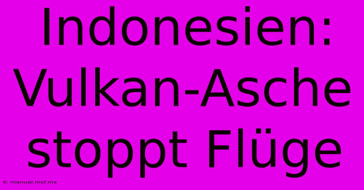 Indonesien: Vulkan-Asche Stoppt Flüge 