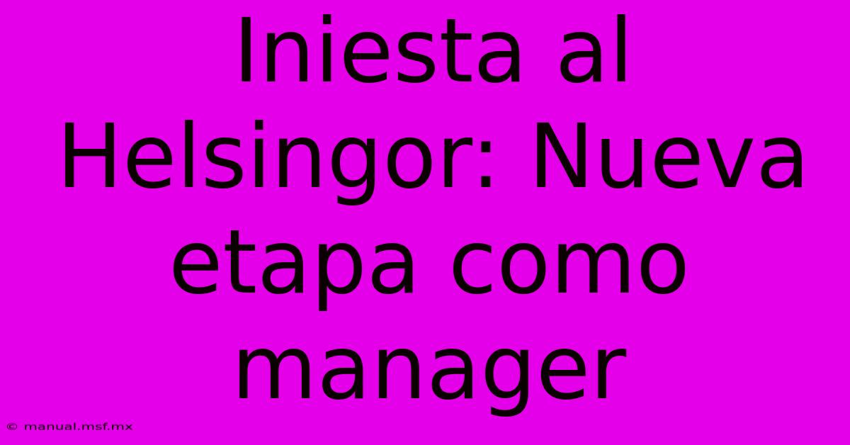 Iniesta Al Helsingor: Nueva Etapa Como Manager