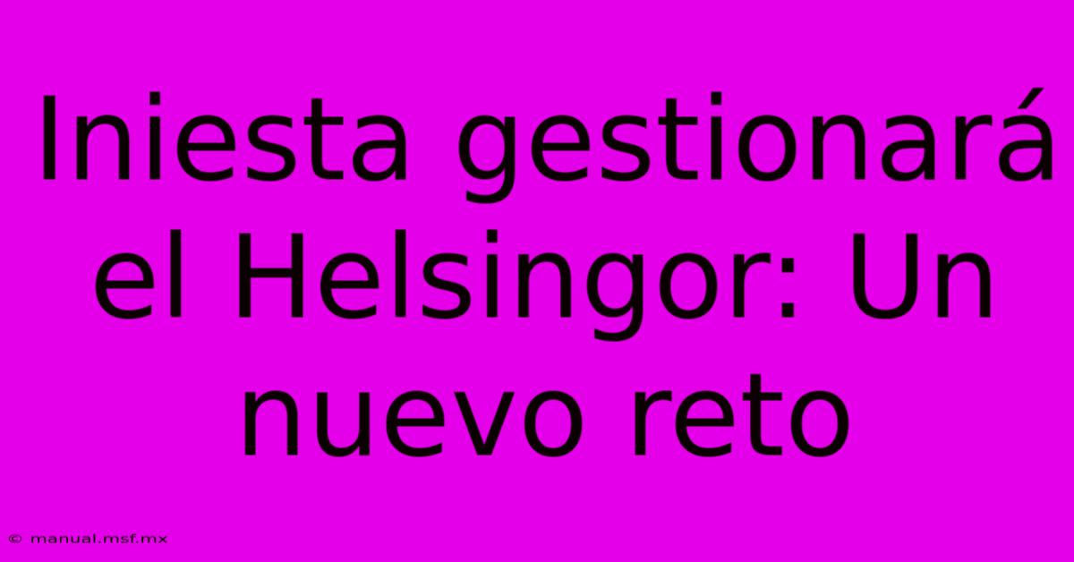 Iniesta Gestionará El Helsingor: Un Nuevo Reto