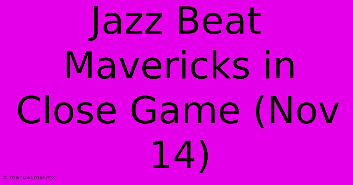 Jazz Beat Mavericks In Close Game (Nov 14)