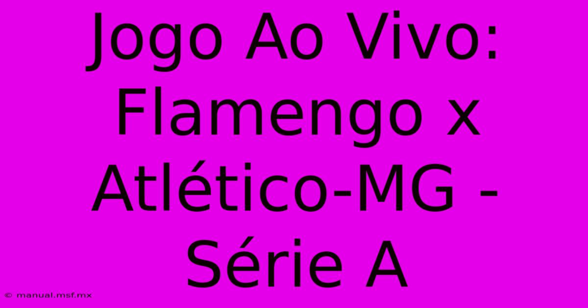 Jogo Ao Vivo: Flamengo X Atlético-MG - Série A 